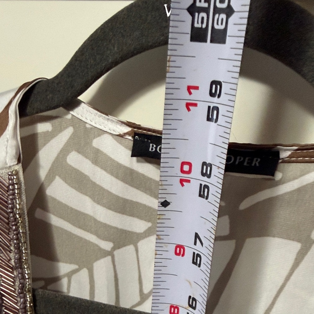 Boston Proper Taupe and Cream Leaf Print Dress - Picture 8 of 10